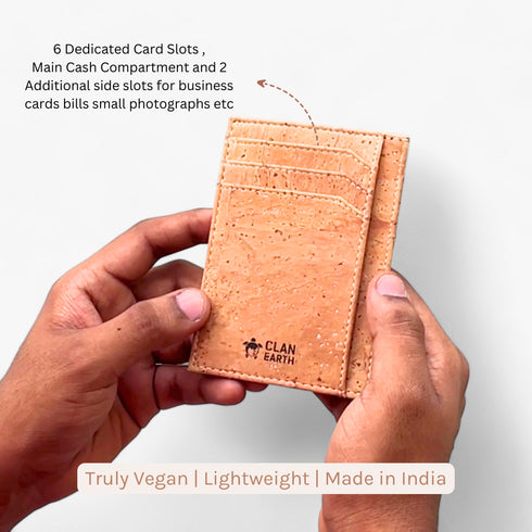 Cork Wallet made of Portugal Bread Vein Cork - Unique Slim Wallet & Card Case for Men and Women - Tan
